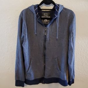 Broken Threads blue henley zipup hoodie jacket